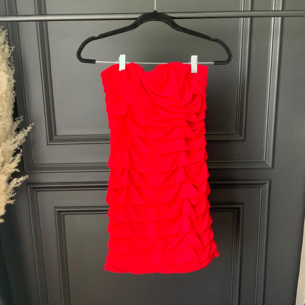 Red Ruffle Mini Dress